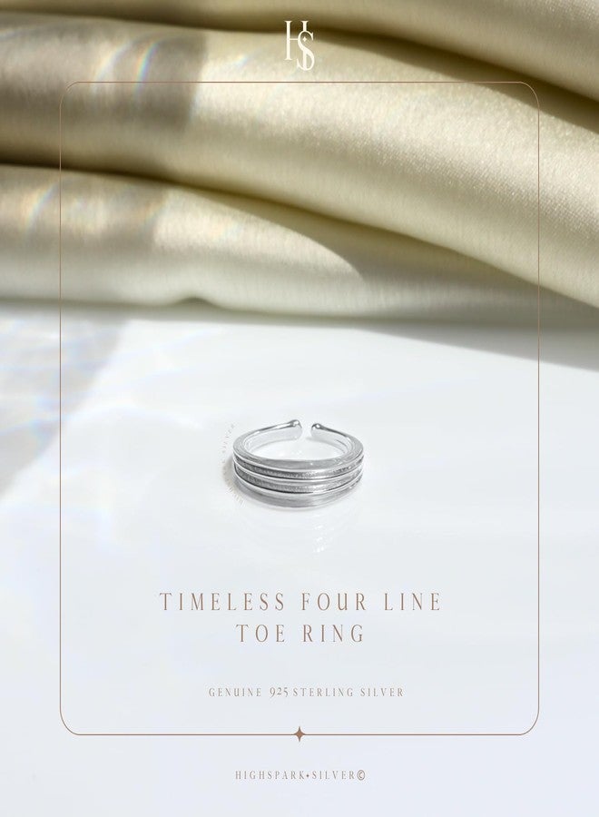 HighSpark 92.5 Sterling Silver Toe Rings for Women | 92.5 Sterling Silver Adjustable Contemporary Style & Stunning Shine | Single Piece Only | Lovely Gift - Three Line - Image 3