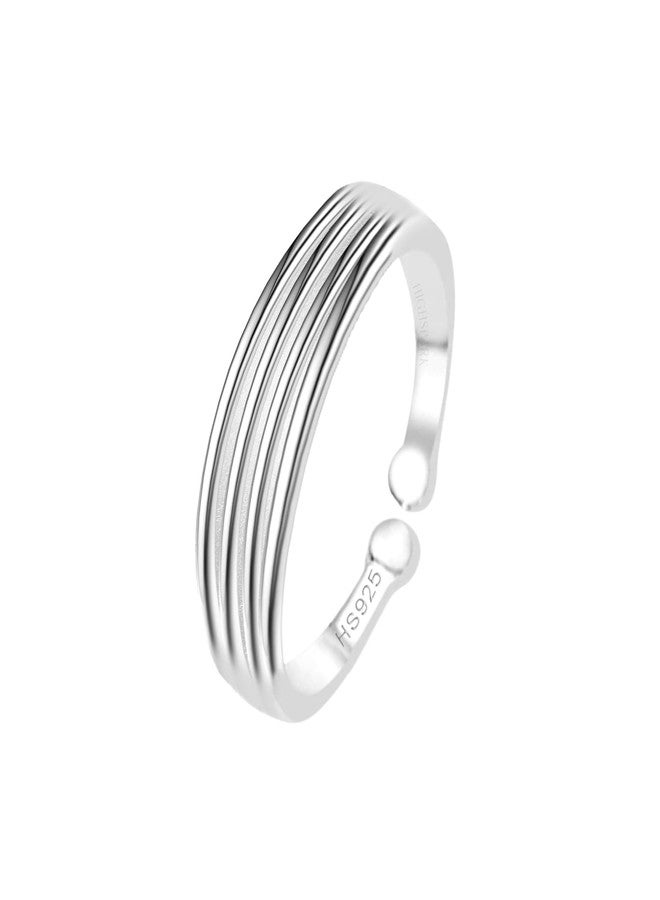HighSpark 92.5 Sterling Silver Toe Rings for Women | 92.5 Sterling Silver Adjustable Contemporary Style & Stunning Shine | Single Piece Only | Lovely Gift - Three Line - Image 1