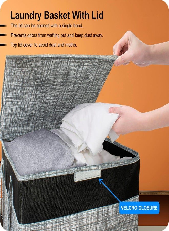 LAXIS® 75L Laundry Bag for Clothes with Lid, Large Dirty Clothes Laundry Basket & Cloth Storage Bin, Used Clothes Organizer, Multipurpose Laundry Basket for Bedroom & Bathroom - Printed Grey - Image 5