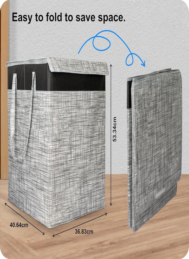 LAXIS® 75L Laundry Bag for Clothes with Lid, Large Dirty Clothes Laundry Basket & Cloth Storage Bin, Used Clothes Organizer, Multipurpose Laundry Basket for Bedroom & Bathroom - Printed Grey - Image 2