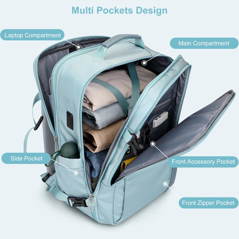 PIJUSHI Travel Backpack for Women Expandable Carry on Luggage Backpack Airline Approved Personal Item Laptop Bag(PE034 Blue) - Image 4