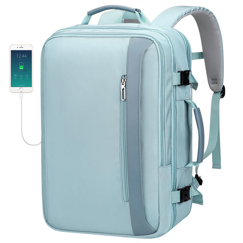 PIJUSHI Travel Backpack for Women Expandable Carry on Luggage Backpack Airline Approved Personal Item Laptop Bag(PE034 Blue) - Image 1
