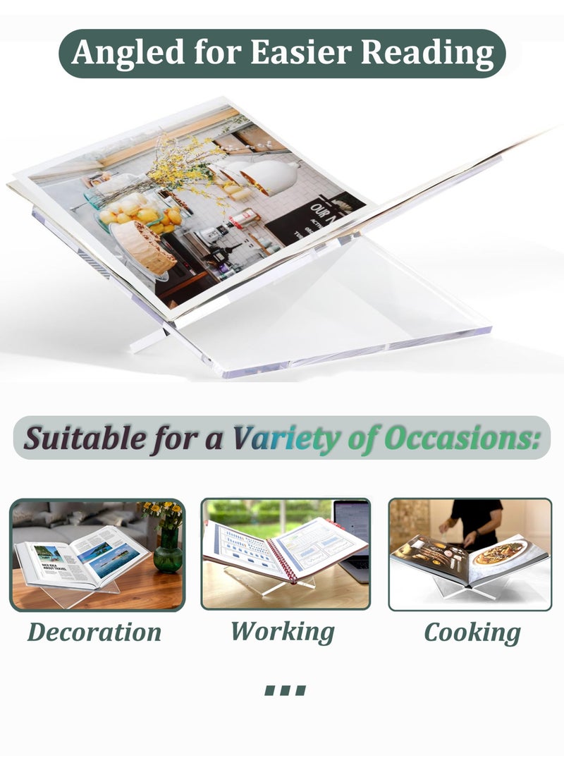 ثمانية فيبيهاوس حامل كتب كبير بزاوية واسعة، حامل مصحف شفاف من الأكريليك، حامل كتب على شكل X للطاولة، حامل القران قابل للفتح، حامل كتب لقراءة الكتب المدرسية، كتب الفن، كتب الطبخ، حامل كتب للمنزل والمكتب، حامل كتب للديكور لطاولة القهوة - Image 2