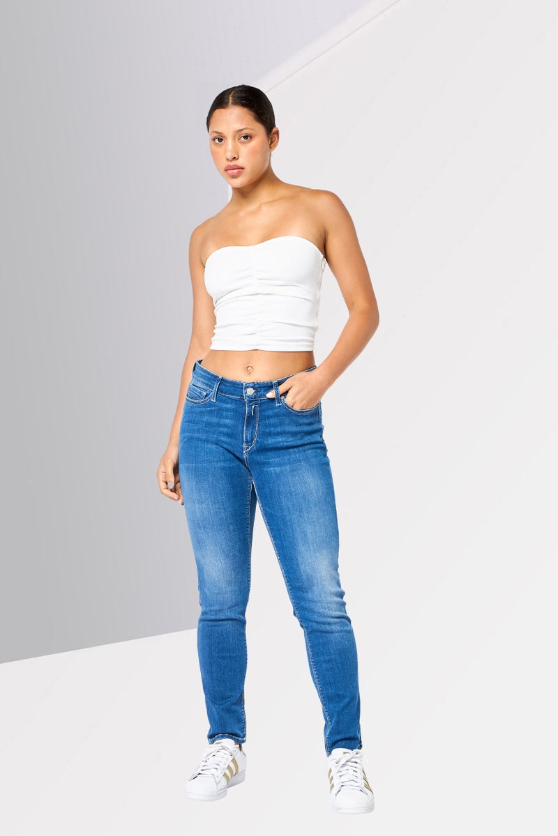 Replay Women Skinny  Fit Washed Stretchable Jeans, Blue - Image 4