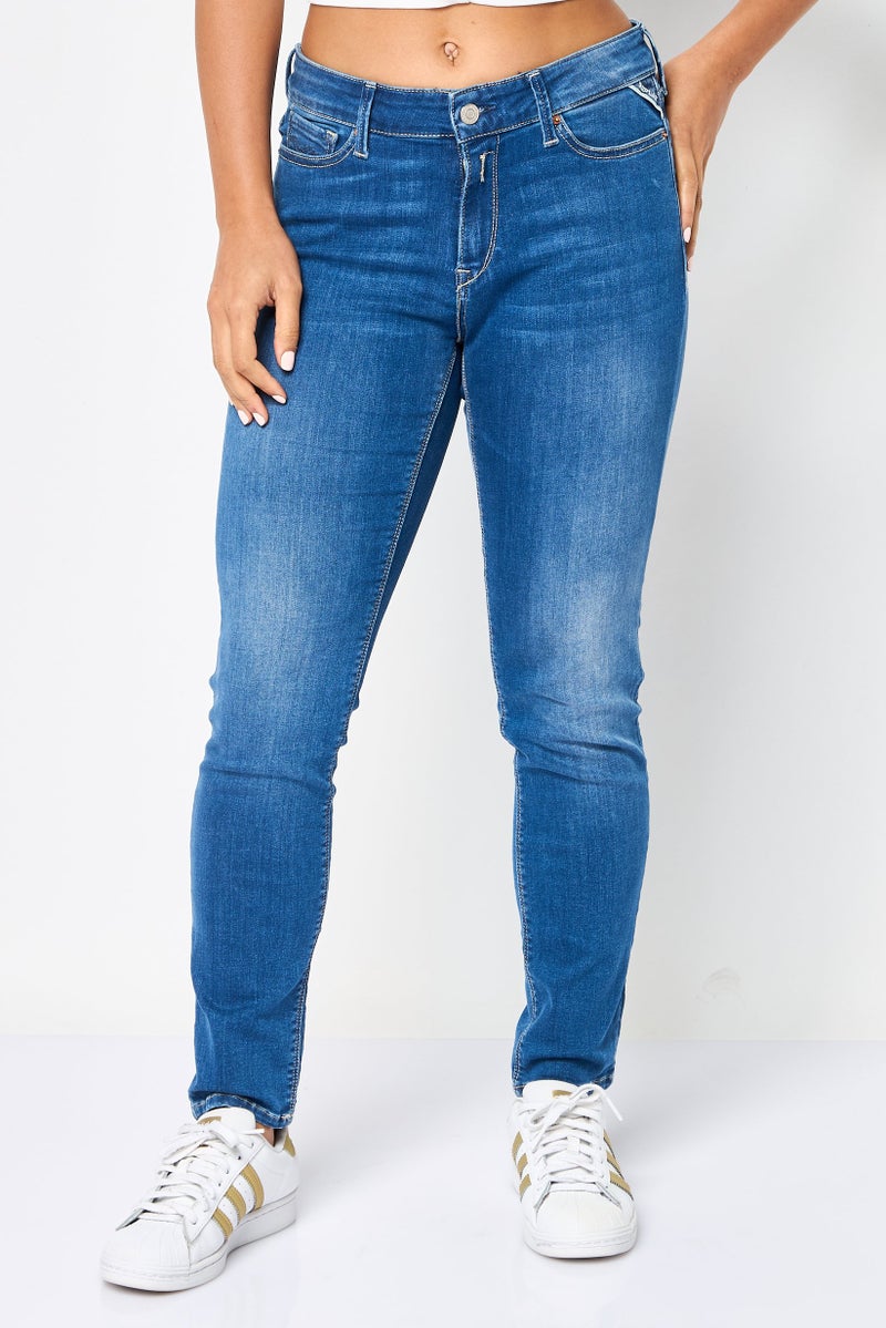 Replay Women Skinny  Fit Washed Stretchable Jeans, Blue - Image 1