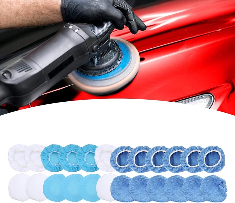 24 - Pack Polishing Bonnet Set, 6in Microfiber Nonwoven Cotton Buffing Pads for Car Motorcycle Boat Waxing and Polishing with 5-6in Polisher Compatibility - Image 5