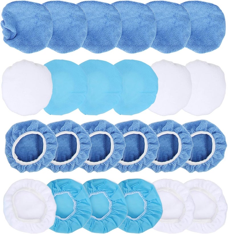 24 - Pack Polishing Bonnet Set, 6in Microfiber Nonwoven Cotton Buffing Pads for Car Motorcycle Boat Waxing and Polishing with 5-6in Polisher Compatibility - Image 3