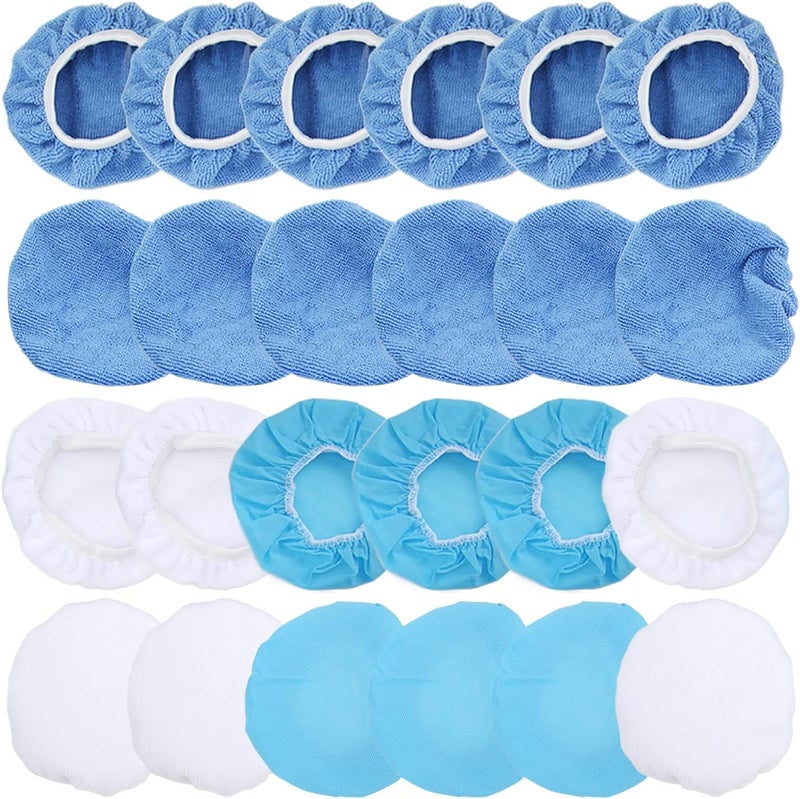 24 - Pack Polishing Bonnet Set, 6in Microfiber Nonwoven Cotton Buffing Pads for Car Motorcycle Boat Waxing and Polishing with 5-6in Polisher Compatibility - Image 1