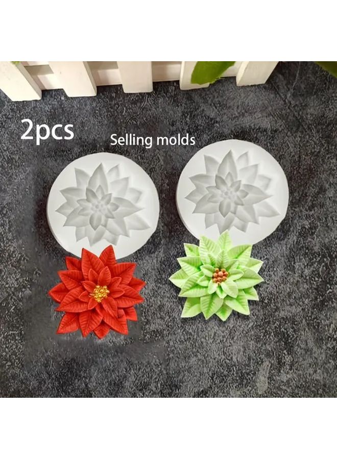 قطعتان قالب سيليكون نجمة حمراء لعيد الميلاد الأبيض أدوات راتنج DIY زينة شموع - Image 1