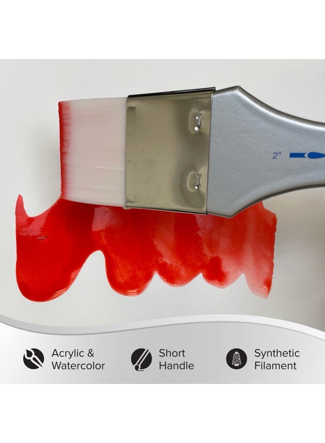 Silver Brush Limited 1514S -2 Silverwhite Edgewater Wash Paintbrush for Watercolor, Gouache, Inks, Dyes, Fluid, & Flow Acrylic, Size 2 Inches, Short Handle  - Image 3