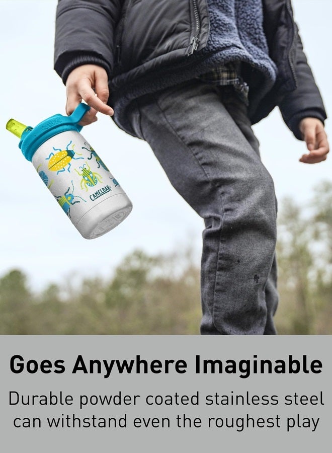 CAMELBAK eddy+ Kids Water Bottle with Straw, Insulated Stainless Steel - Leak-Proof when Closed, 12oz, Biking Dogs  - Image 2