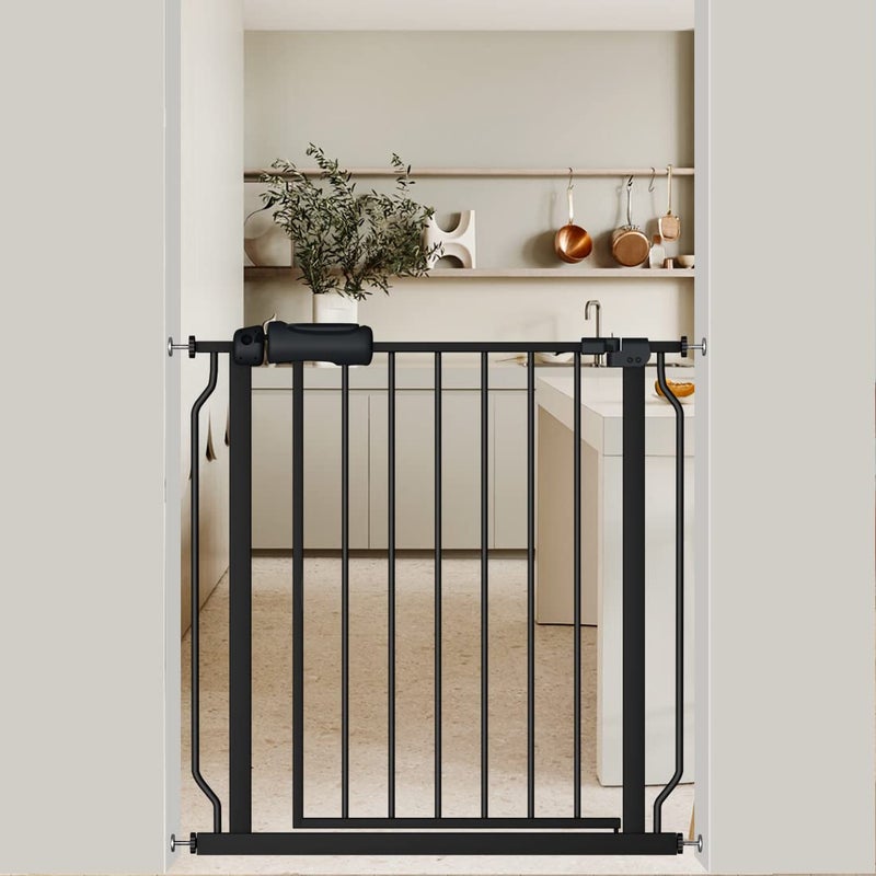 flower frail Flower Frail Black Baby Gate 2934 Inch Wide Walk Through Pressure Mounted Safety Gate with Door No Drill Tension Metal Gate for Dog Cat and Toddler 