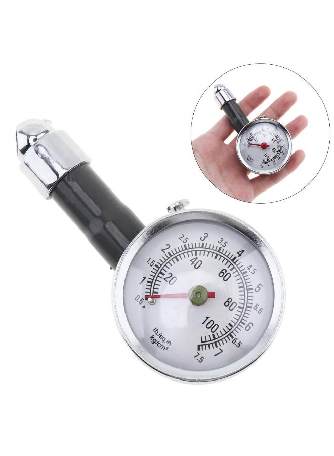 مقياس تناظري شامل لضغط الإطارات (0-100 PSI) - أداة فحص ضغط الهواء وصيانة الإطارات للسيارات والدراجات النارية والدراجات الهوائية وسيارات الدفع الرباعي والشاحنات. - Image 5