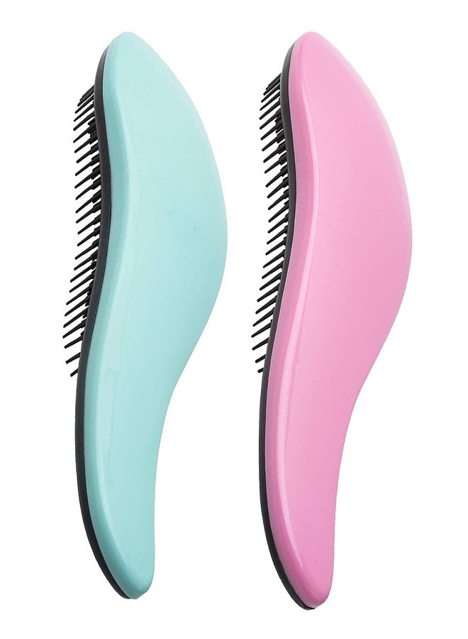 WYNK Detangling Brush 2-Pack for Adults & Kids - Green & Pink Hairbrush for Wet/Curly/Thick Hair, Gentle Knot Remover with Scalp Massage - Image 1