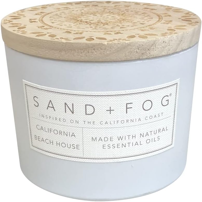 Sand + Fog Scented Candle - California Beach House – Additional Scents and Sizes – 100% Cotton Lead-Free Wick - Luxury Air Freshening Jar Candles - Perfect Home Decor – 12oz - Image 1