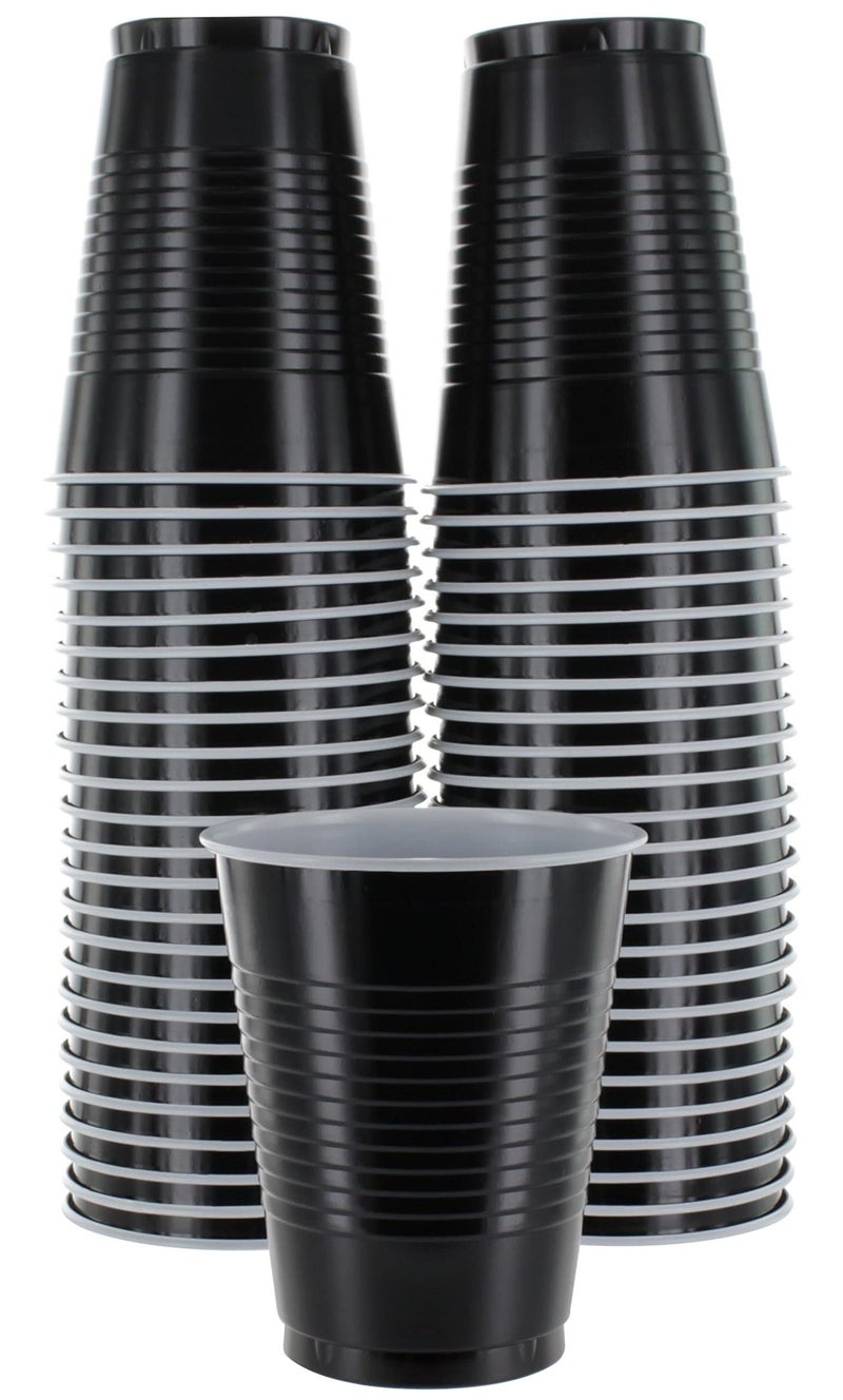 Amcrate Disposable Plastic Cups Black Colored Plastic Cups 18Ounce Plastic Party Cups Strong and Sturdy Disposable Cups for Party Wedding Christmas Halloween Party Cup 50 Pack