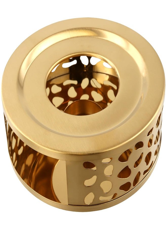 HOIGON 3 PCS Teapot Warmer, Stainless Steel Brushed Tea Pot Warmer Base with Tealight Candle Holder, Gold - Image 5