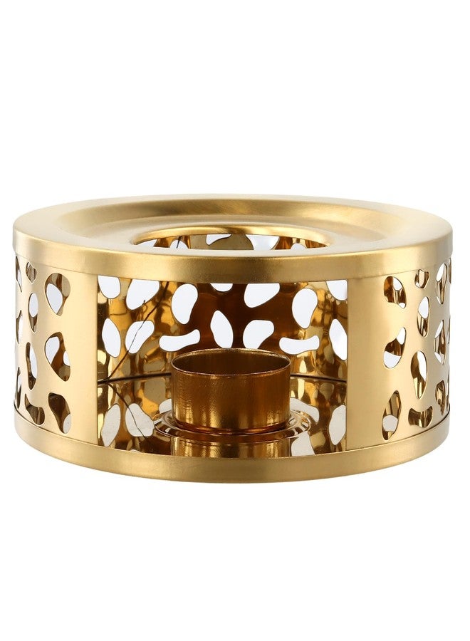 HOIGON 3 PCS Teapot Warmer, Stainless Steel Brushed Tea Pot Warmer Base with Tealight Candle Holder, Gold - Image 4