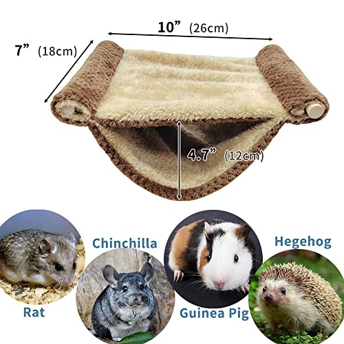 Oncpcare Fleece Rat Hammock Warm Guinea Pig Sleep Bed Chinchilla Cage Play Platform with Warm Fleece for Hamster Mice, Coffee - Image 2