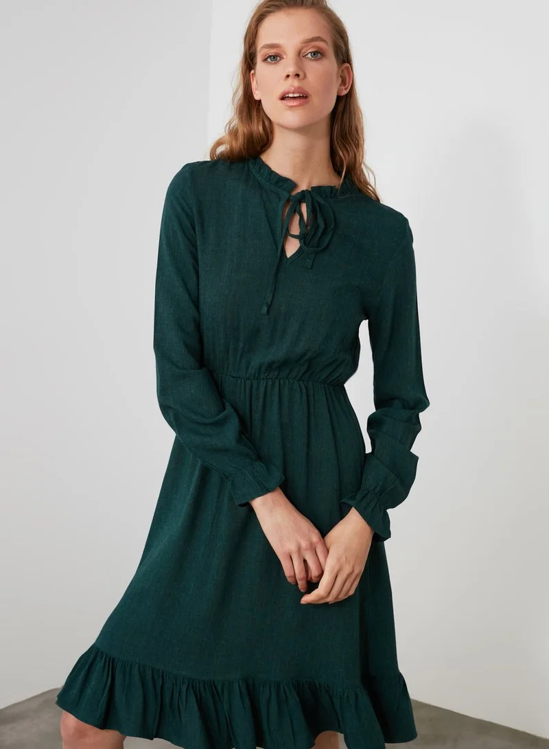 trendyol Lace Up Detail Peplum Dress