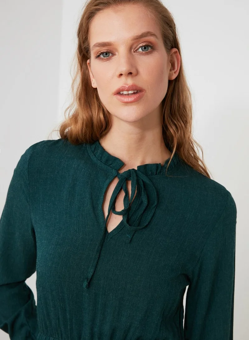 trendyol Lace Up Detail Peplum Dress