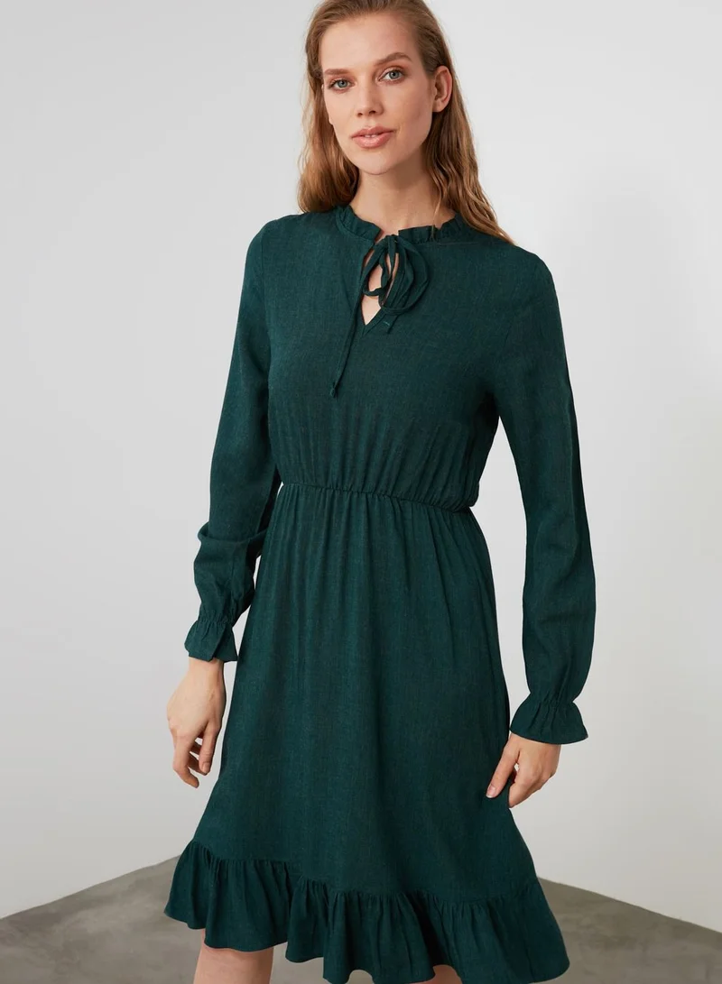 trendyol Lace Up Detail Peplum Dress