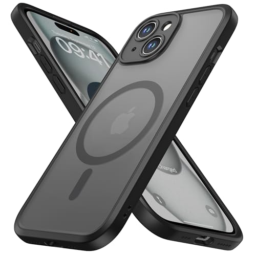 ImpactStrong Magnetic Guard Designed for iPhone 15 Case [Camera Protection] [Military Grade Drop Tested] [Compatible with MagSafe] Slim Translucent Matte Phone Case (6.1") - Black - Image 1