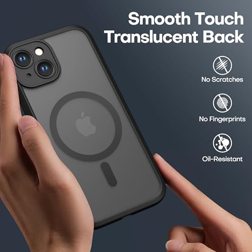 ImpactStrong Magnetic Guard Designed for iPhone 15 Case [Camera Protection] [Military Grade Drop Tested] [Compatible with MagSafe] Slim Translucent Matte Phone Case (6.1") - Black - Image 5