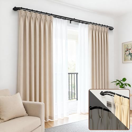 Abiglifty Double Curtain Rods 28 to 120 Inches, Wrap Around Curtain Rods, Extendable Double Curtain Rods for Windows, Room Darkening Double Drapery Rod, Black - Image 3