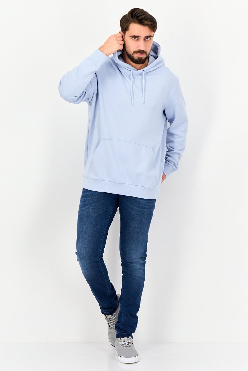 Celio Men Solid Long Sleeve Hoodie, Light Blue - Image 2
