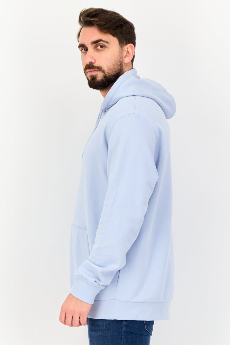 Celio Men Solid Long Sleeve Hoodie, Light Blue - Image 3