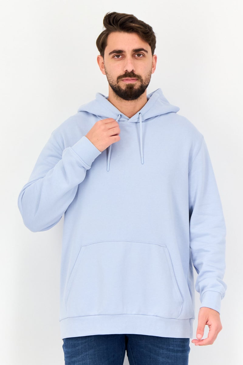 Celio Men Solid Long Sleeve Hoodie, Light Blue - Image 1