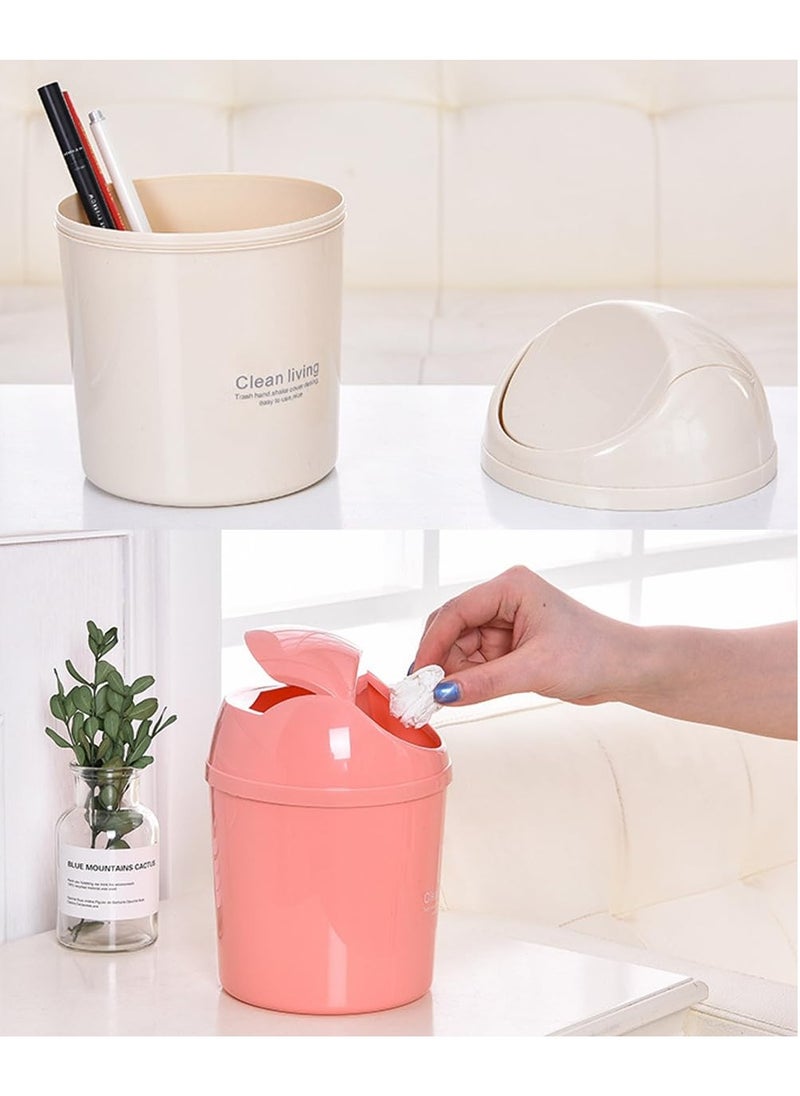 Rubik - Mini Desk Trash Can with Lid for Office Bathroom Vanity Table, Small Desktop Coffee Kitchen Countertop Garbage Storage Basket Bin (Blue) - Image 1