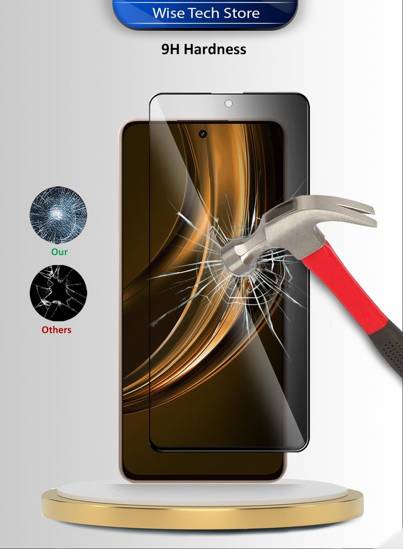 دبليو تيك واقي شاشة زجاجي مقسى كامل الغطاء بكامل الغراء لسلسلة Realme 15 Lite 5G 2025 Premium E2E للخصوصية (MSGECP) - شفاف/أسود - Image 3