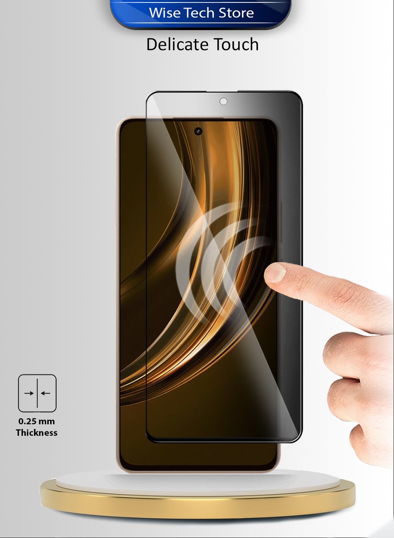 دبليو تيك واقي شاشة زجاجي مقسى كامل الغطاء بكامل الغراء لسلسلة Realme 15 Lite 5G 2025 Premium E2E للخصوصية (MSGECP) - شفاف/أسود - Image 4