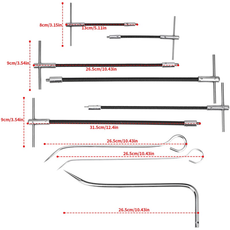 AIWFL 23pcs Packing Extractor Set Stainless Steel Packing Puller Set Packing Tool Set Flexible Packing Hook Sets Includes Flexible Shaft Removeable Tip Corkscrew Type Wrench Toolbox - Image 3