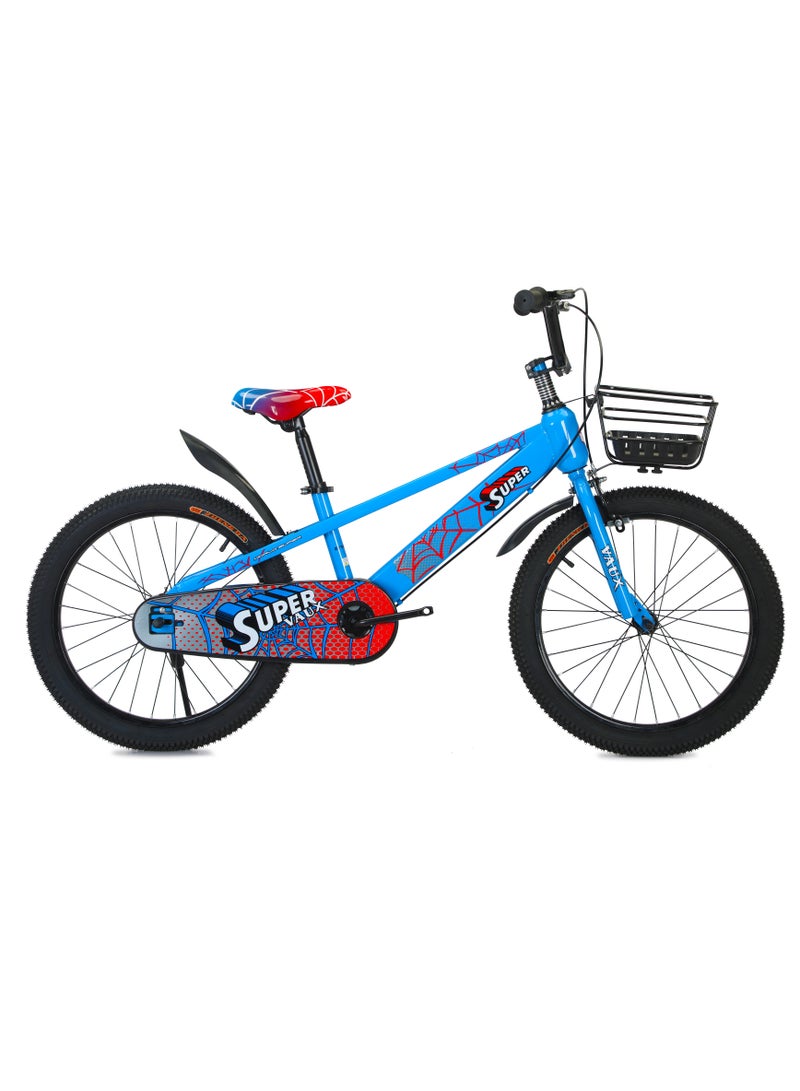 Vaux Super 20-Inch Kids Bike | 20-Inch Wheel Size| Adjustable Seat | With Basket, Handbrake, Mudguards And Training Wheels | Blue Color - Image 1