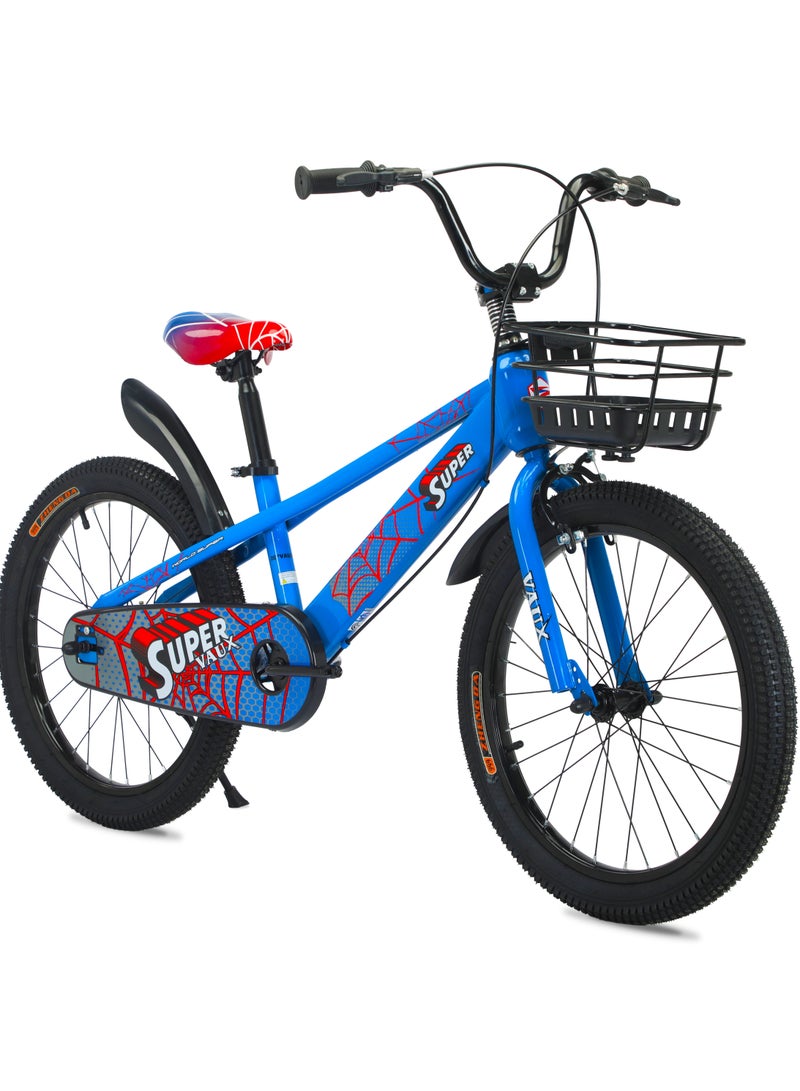 Vaux Super 20-Inch Kids Bike | 20-Inch Wheel Size| Adjustable Seat | With Basket, Handbrake, Mudguards And Training Wheels | Blue Color - Image 2