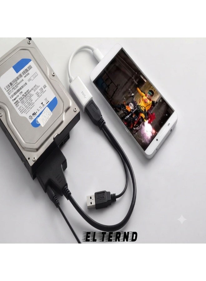 ابلس كابل محول USB 2.0 إلى SATA - محول لمحركات الأقراص الصلبة HDD وSSD مقاس 2.5 بوصة مع منفذي طاقة USB وDC، يدعم محركات أقراص SATA بسعة تصل إلى 2 تيرابايت، كابل نقل بيانات سهل الاستخدام (التوصيل والتشغيل) - Image 3