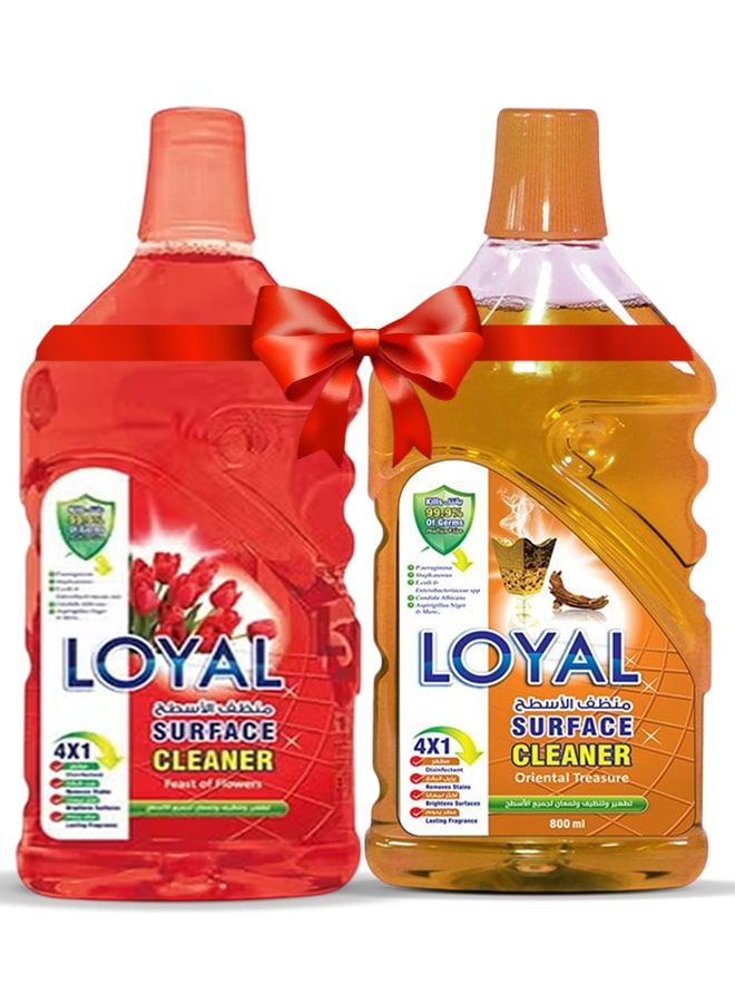 لويال منظف ​​أسطح، عبوتان سعة 2400 مل، برائحة الكنز الشرقي + وليمة الزهور