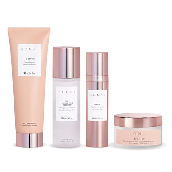 MONAT BE GENTLE™ System – Nourishing Skincare System with Gentle Cleanser Revitalizing Essence Anti-Aging Nectar & Gentle Moisturizer – Powerful Blend of Natural Ingredients – Sensitive Skin Friendly - Image 1