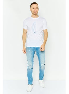 Gazzarrini Men Round Neck Short Sleeves Graphic Print T-Shirts, White  - Image 3