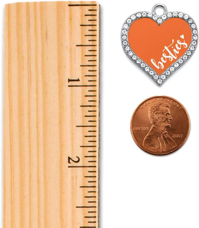 Inspired Silver - Besties - Orange - Silver Christmas Ornament - Open Heart Charm Christmas Tree Ornament with Cubic Zirconia - Holiday Hanging Decoration - Image 1