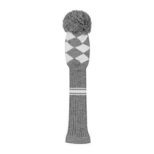 Scott Edward Golf Club Head Covers Set of 4 Grey White Argyles, Acrylic Yarn Double-Layers Knitted, with Rotatable Number Tags - Image 4