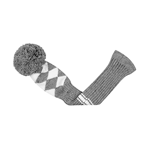 Scott Edward Golf Club Head Covers Set of 4 Grey White Argyles, Acrylic Yarn Double-Layers Knitted, with Rotatable Number Tags - Image 5