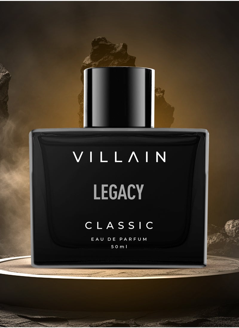 VILLAIN Legacy Classic Luxury Premium Long Lasting Fragrance Eau de Perfum for Men, 50ml  - Image 1