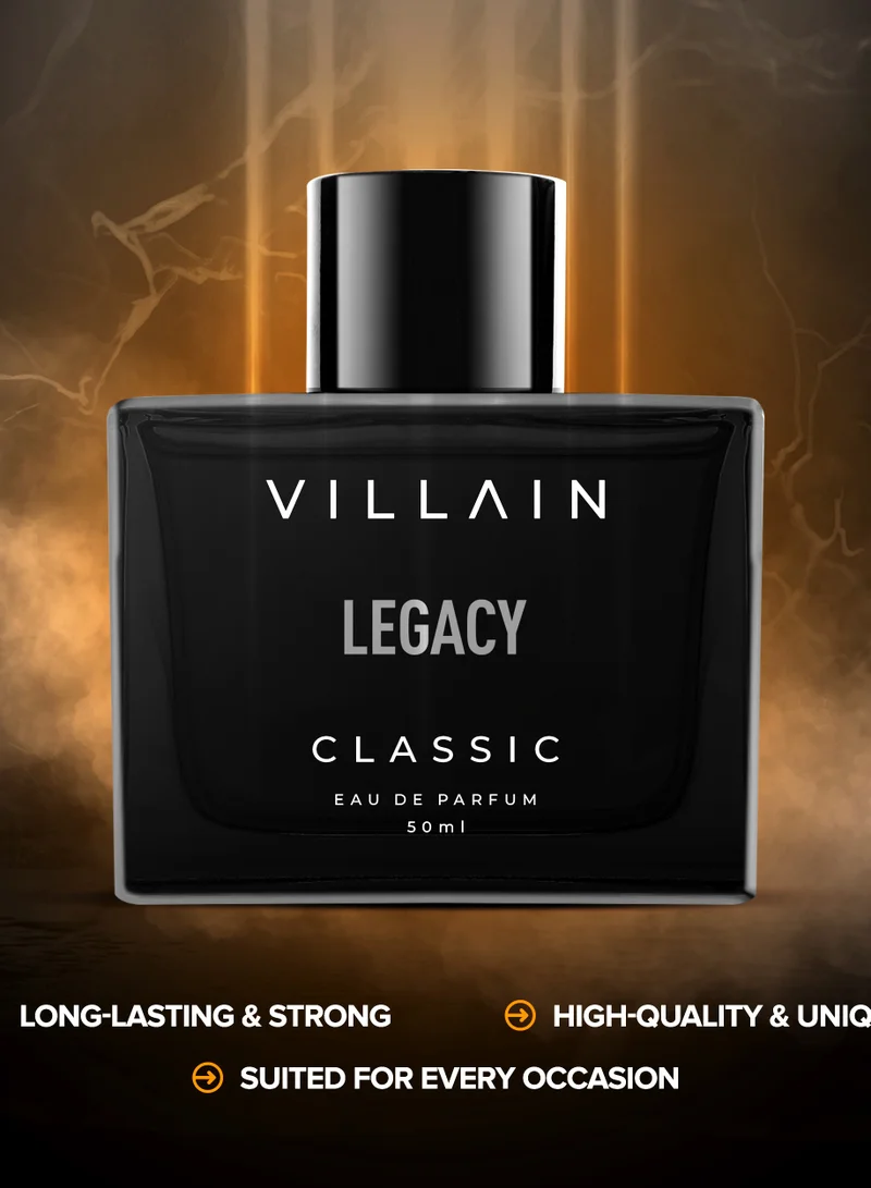 VILLAIN Legacy Classic Luxury Premium Long Lasting Fragrance Eau de Perfum for Men, 50ml