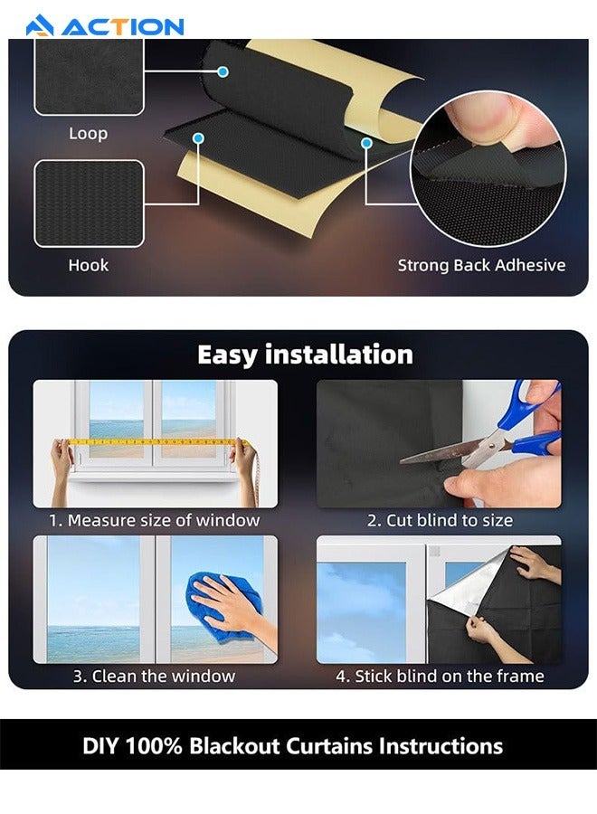 ACECOAT Blackout Blind,Portable DIY Window Blinds No Drill Window Shades with Strong Tape Strips,Temporary Blackout Curtains Lightweight Blackout Shades for Bedroom Baby Nursery Travel Dorm-145x200cm - Image 4