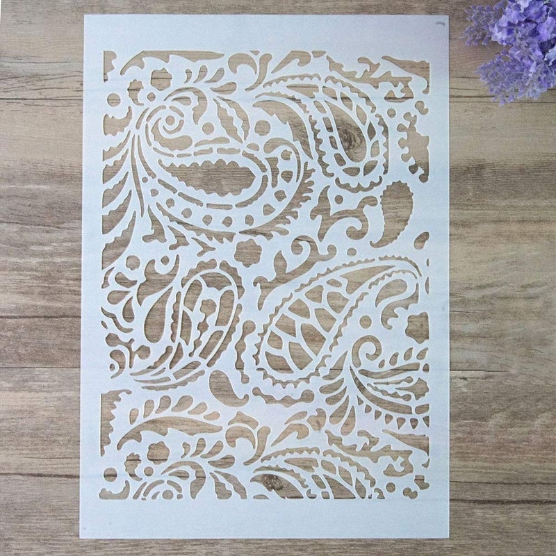 SLGIFT DIY Decorative Paisley Stencil Template for Painting on Walls Furniture Crafts (A4 Size) - Image 5