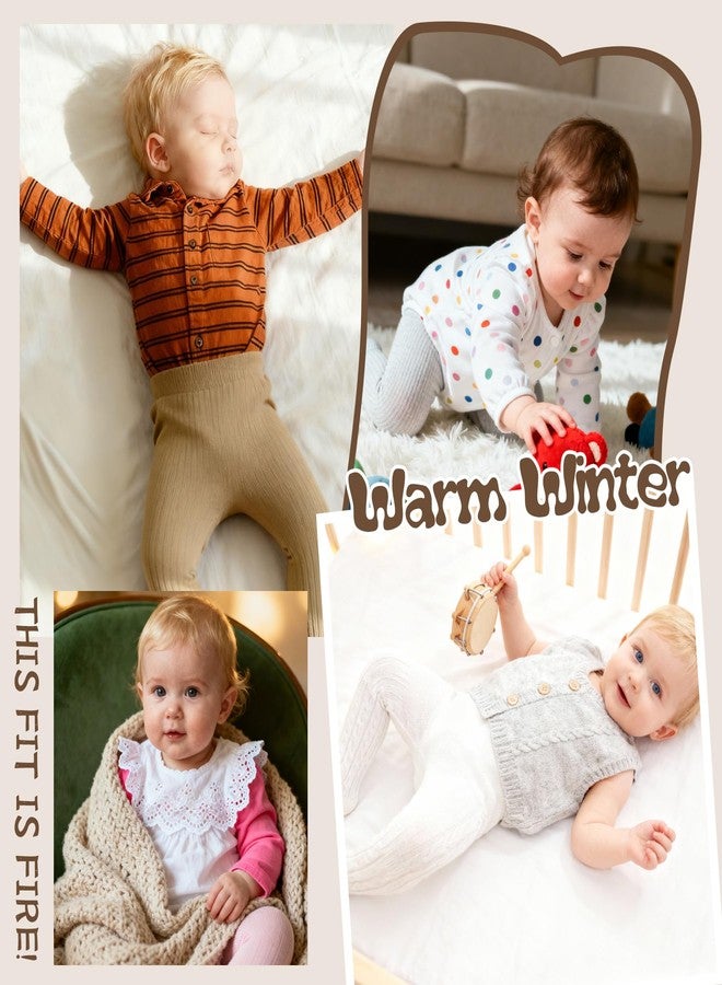 Zando Newborn Baby Girl Tights Girls Cable Knit Baby Girl Tights 0-3 Months Cotton Warm Fit ELastic Full-Footed Seamless Leggings Infant Stockings Winter Daily Baby shower Pantyhose 0-6 Months - Image 5
